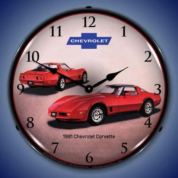 1981 Corvette Backlit LED Clock