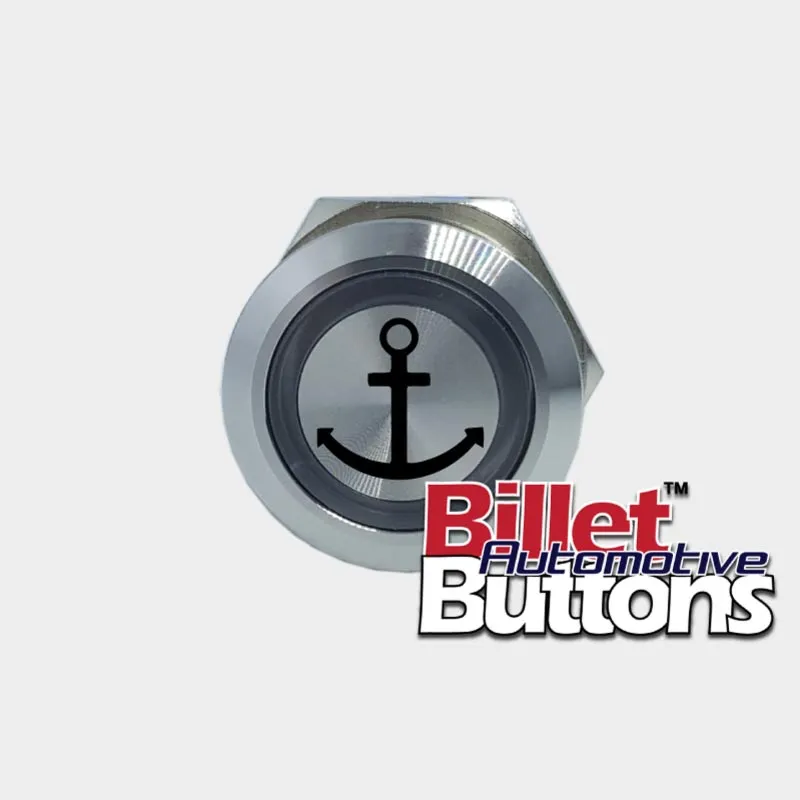 22mm 'ANCHOR SYMBOL' Billet Push Button Switch Marine