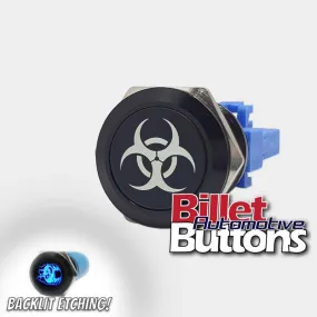 22mm 'BIO HAZARD SYMBOL' Billet Push Button Switch Biohazard