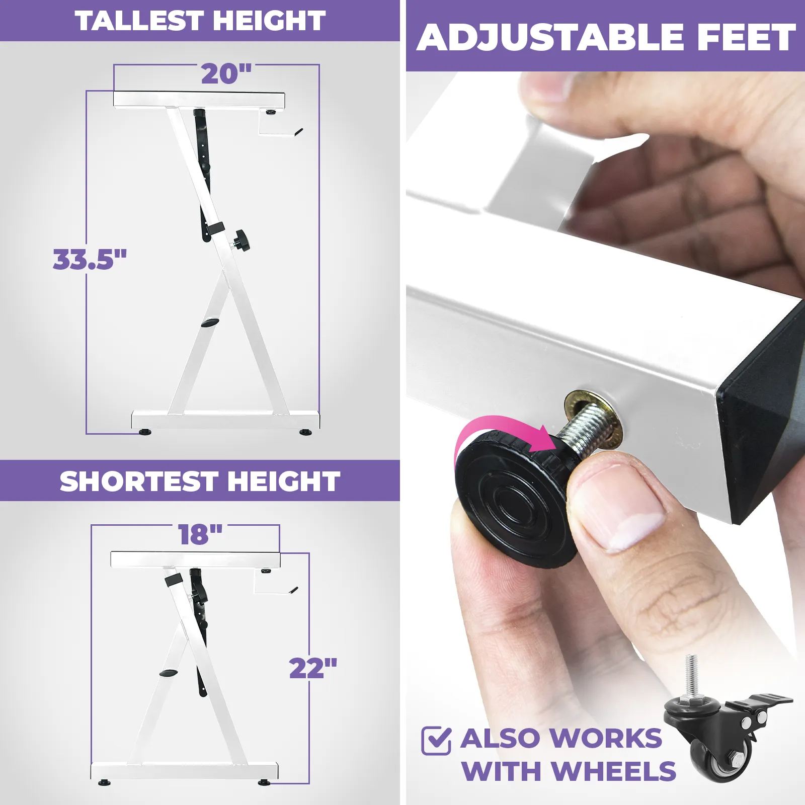 Adjustable Z Shape White Keyboard Stand