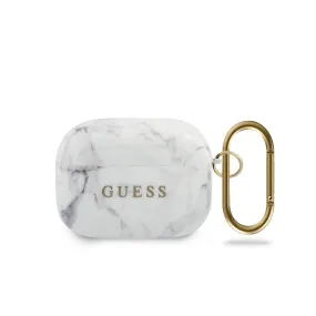 Airpods Pro - PC/TPU White With Ring Marble Effect - Guess