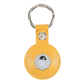 AirTags octagon design leather cover with keyring - Yellow