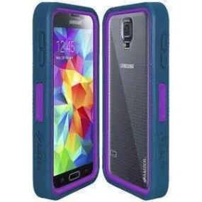 Amzer CRUSTA Rugged Case Blue on Purple Shell Tempered Glass with Holster