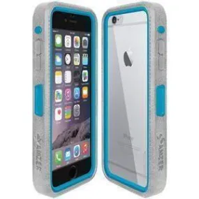 Amzer CRUSTA Rugged iPhone 6 Case Grey on Blue Shell With Tempered Glass