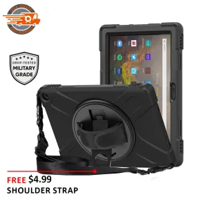 AMZER TUFFEN Case with 360 Degree Rotating Holder with Shoulder Strap for Amazon Fire HD 10 2021(11th Gen 10.1 inch)