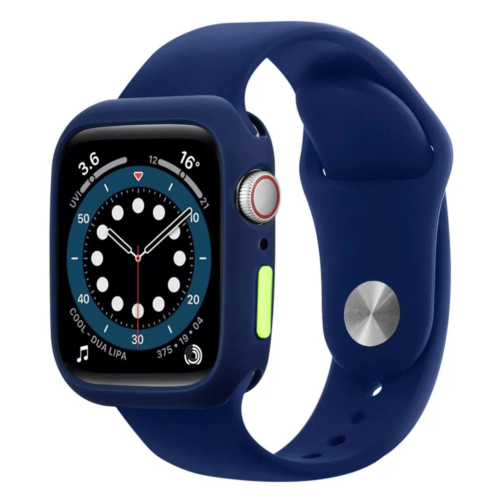 Apple Watch (41mm) candy color button TPU cover - Midnight Blue / Fluorescent Green