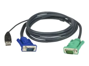 Aten Keyboard / Video / Mouse (Kvm) Cable 2L-5202U -  Hd-15 & Usb A / Sphd-15 - 1.8 M