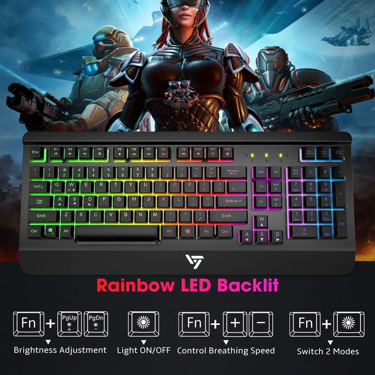 Backlight Gaming Keyboard, Black