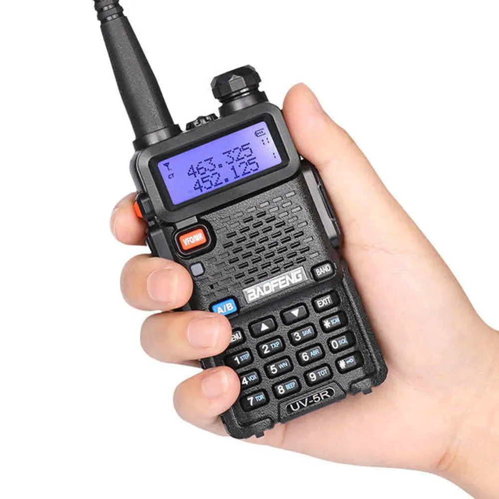 BaoFeng UV-5R (Set of 5/6/7/8/9/10) Walkie-Talkie Dual-Band VHF/UHF Transceiver 5W PC Programmable Two-Way Radio with 128 Store Channels, 136-174/400-520MHz Frequency Range, 5km Max. Talking Range, Clear Voice Output (Black)