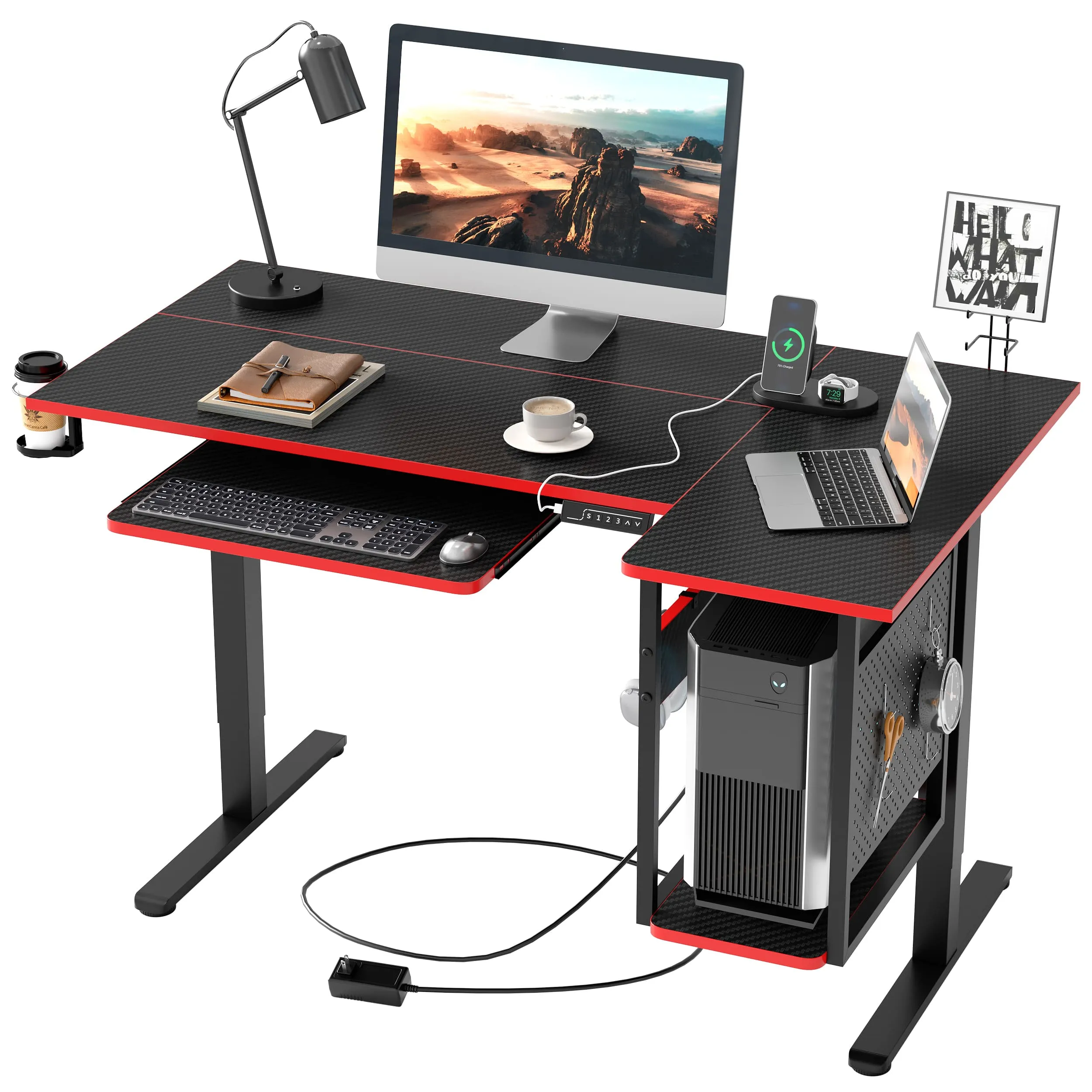 Bestier L-Shaped Standing Desk with Keyboard Tray for Home Office