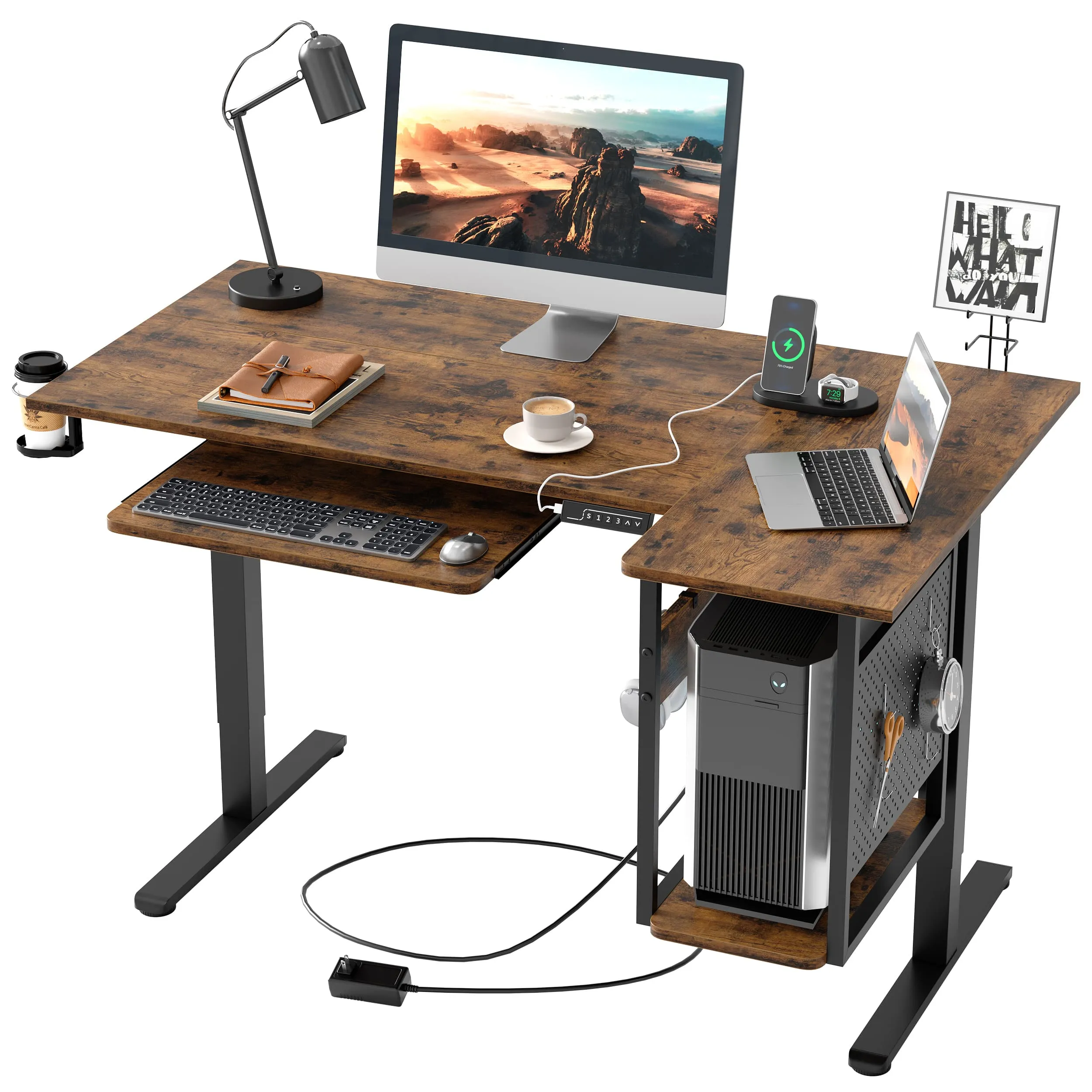 Bestier L-Shaped Standing Desk with Keyboard Tray for Home Office