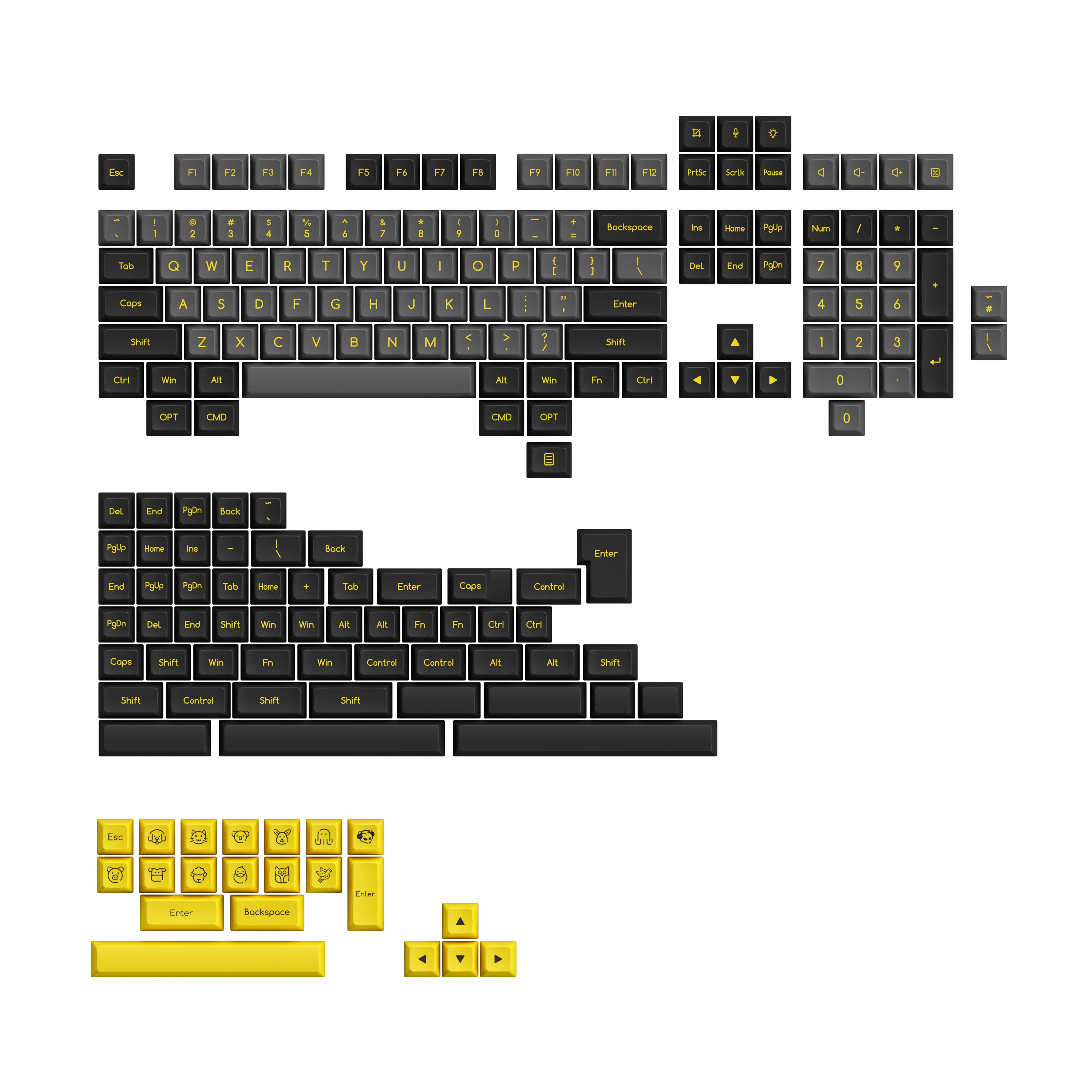 Black & Gold ABS SAL Keycap Set (195-Key)