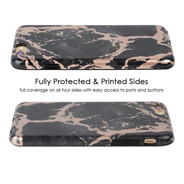 Black Marble Rose Gold Chrome iPhone Case