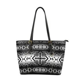 Black Rose Shadow Leather Tote Bag/Large