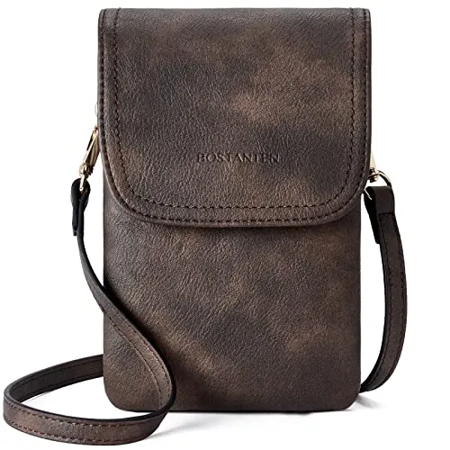 BOSTANTEN Leather Small Crossbody Bags for Women Designer Cell Phone Bag Wallet Purses Adjustable Strap