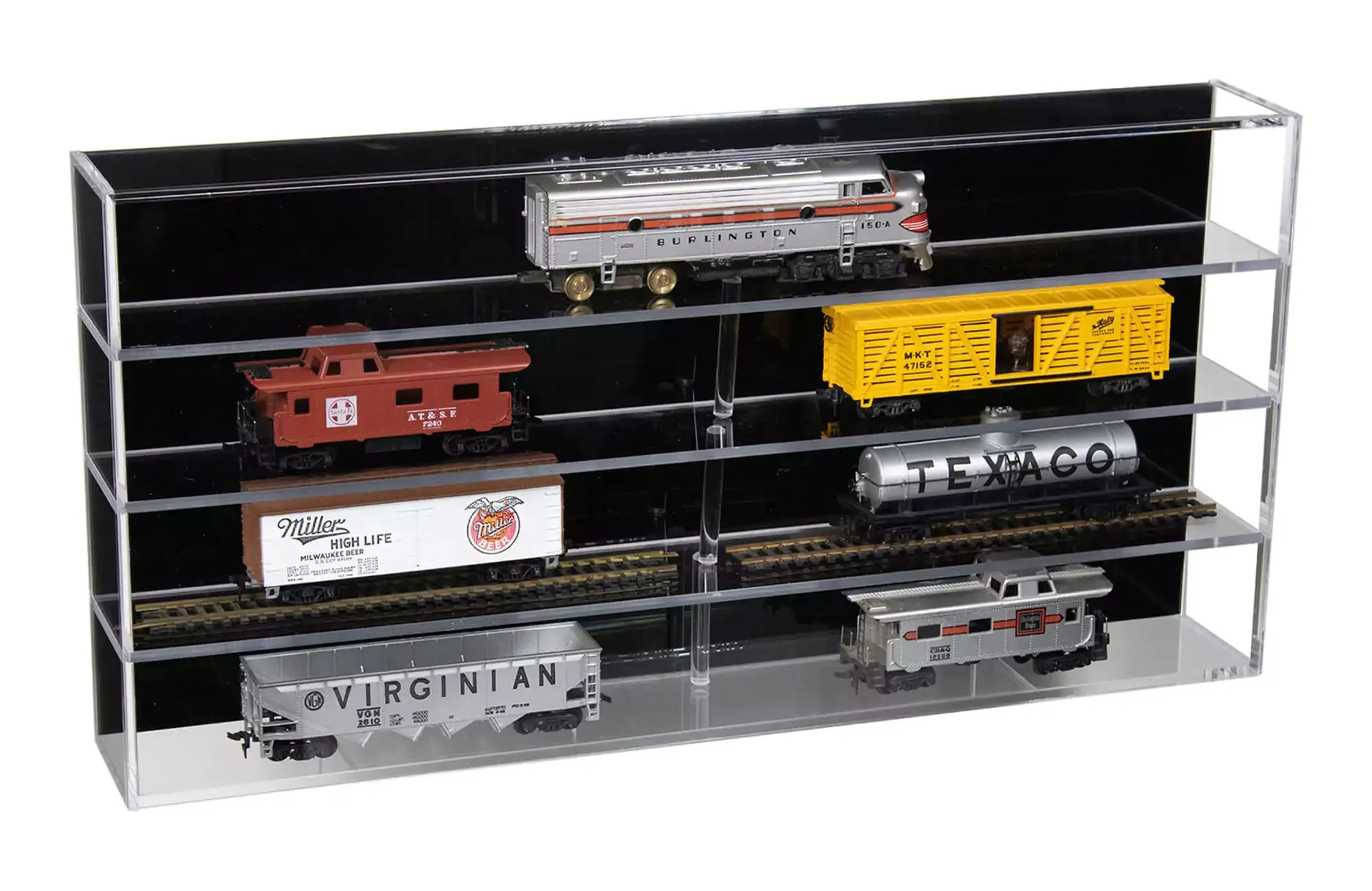 Clear Acrylic Model Train Display Case with 4 Shelves (A123)