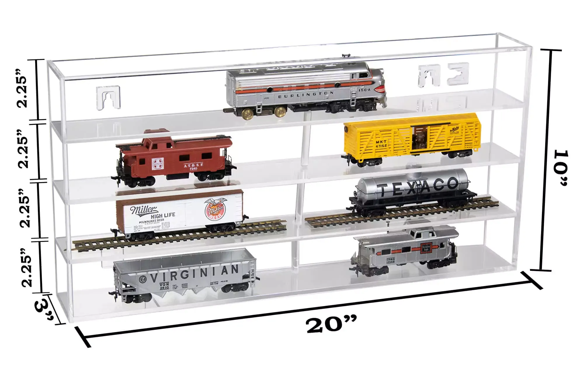 Clear Acrylic Model Train Display Case with 4 Shelves (A123)