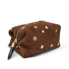 Cognac Suede Star Cosmetic Case