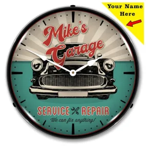 Collectable Sign and Clock - Add Your Name Garage Service and Repair Clock