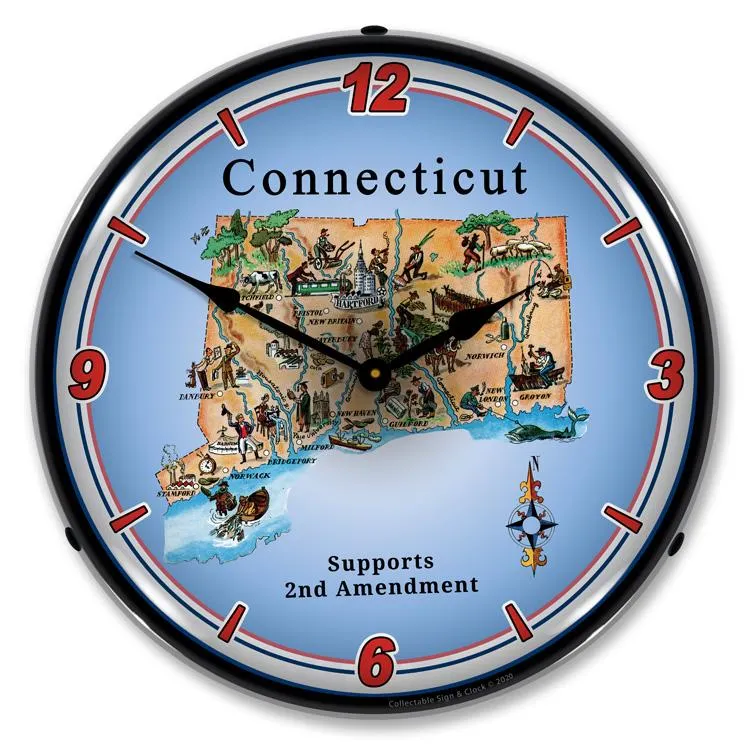 Collectable Sign and Clock - Connecticut Supports the 2nd Amendment Clock