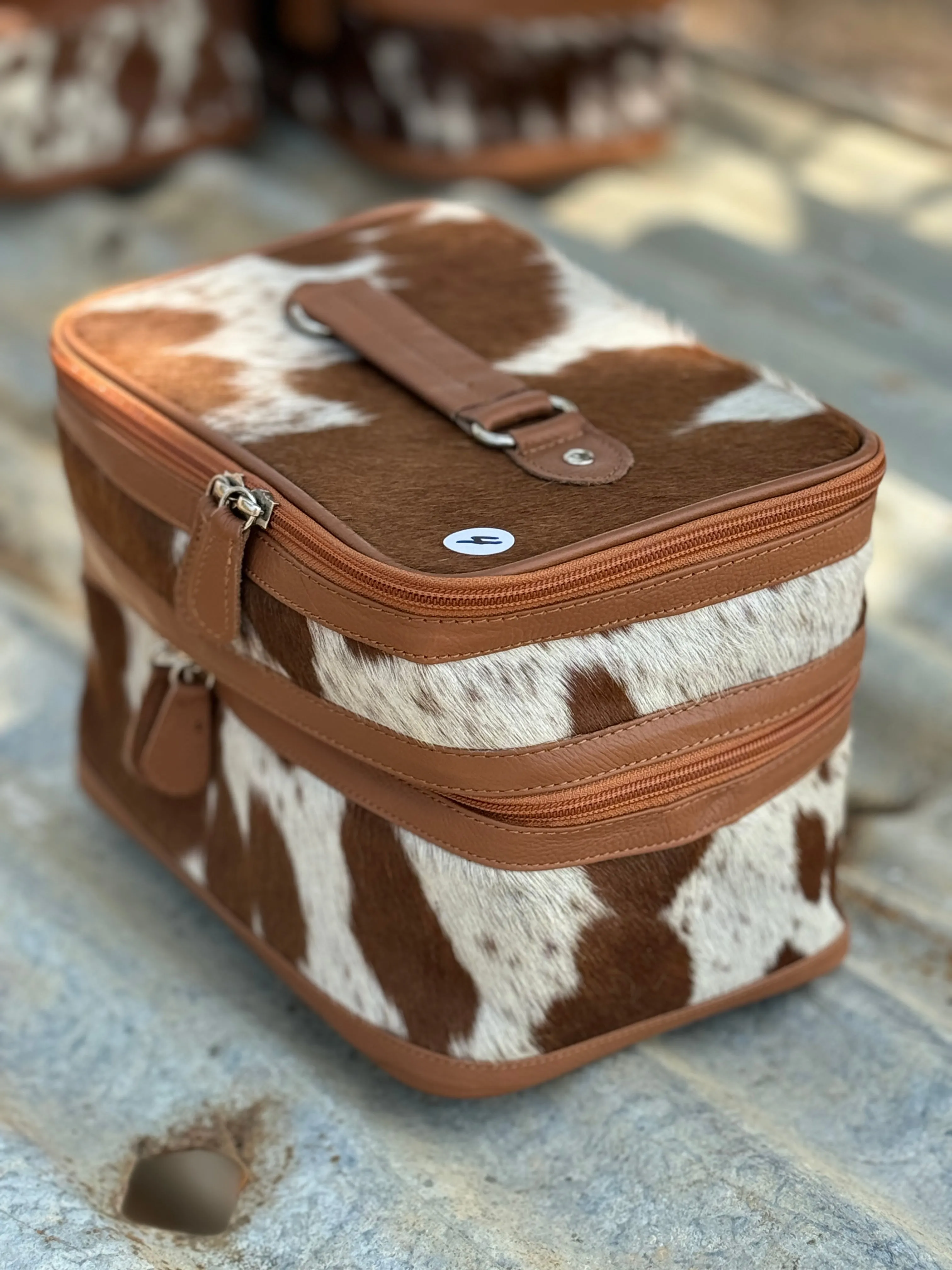 Cowhide Beauty Case #4 Tan