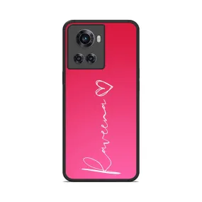 Customized Pink One plus 10R Back Cover With Signature Calligraphy Name