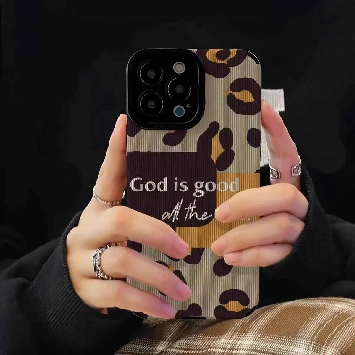 Cute Phone Case with Leopard Print and English Subtitles for iPhone 14, 13, 12, 11 Pro Max, 14 Plus, X, XS Max, XR, 12, 13 Mini, 7, 8 Plus