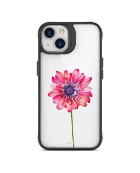 DailyObjects Clear Pink & Purple Painted Flower Black Hybrid Clear Case Cover For iPhone 13 Mini