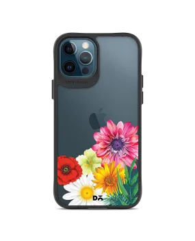 DailyObjects Clear Pink & Yellow Flowers Black Hybrid Clear Case Cover For iPhone 12 Pro Max