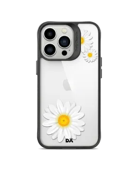 DailyObjects Clear Three White Daisies Black Hybrid Clear Case Cover For iPhone 13 Pro Max