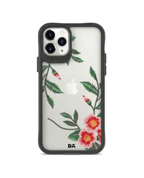 DailyObjects Flower Embroidery Black Hybrid Clear Case Cover For iPhone 11 Pro Max