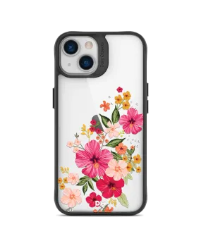 DailyObjects Pink Hibiscus Black Hybrid Clear Case Cover For iPhone 13 Mini