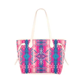 Desert Geo Blue Clover Canvas Tote Bag