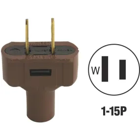 Do it 15A 125V 2-Wire 2-Pole Vinyl Cord Plug, Brown