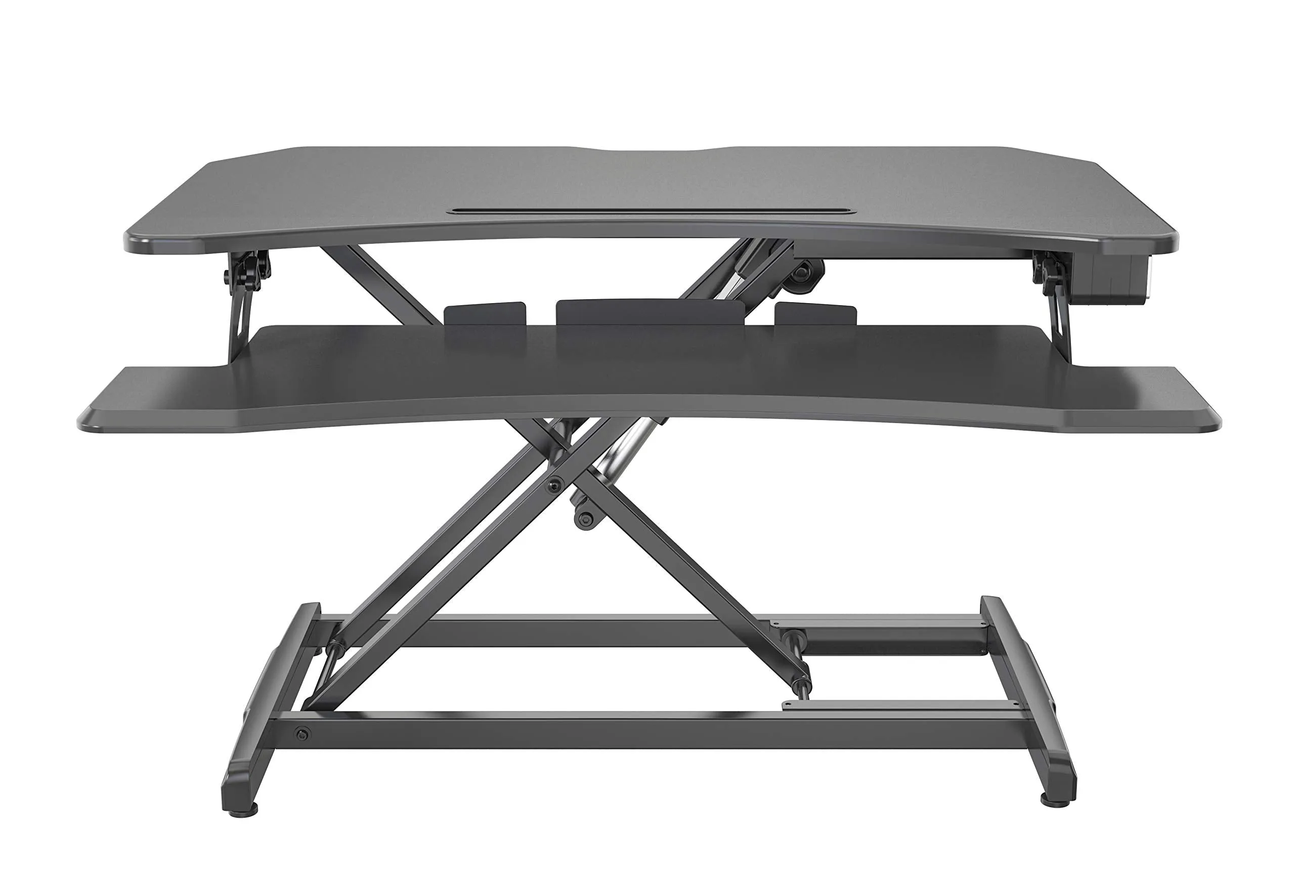 Duronic Sit-Stand Desk DM05D22 | Electric Height Adjustable Office Workstation | 85x50cm Platform | Rise from 15-50cm | For PC Computer Screen, Keyboard, Laptop | Ergonomic Desktop Table Converter