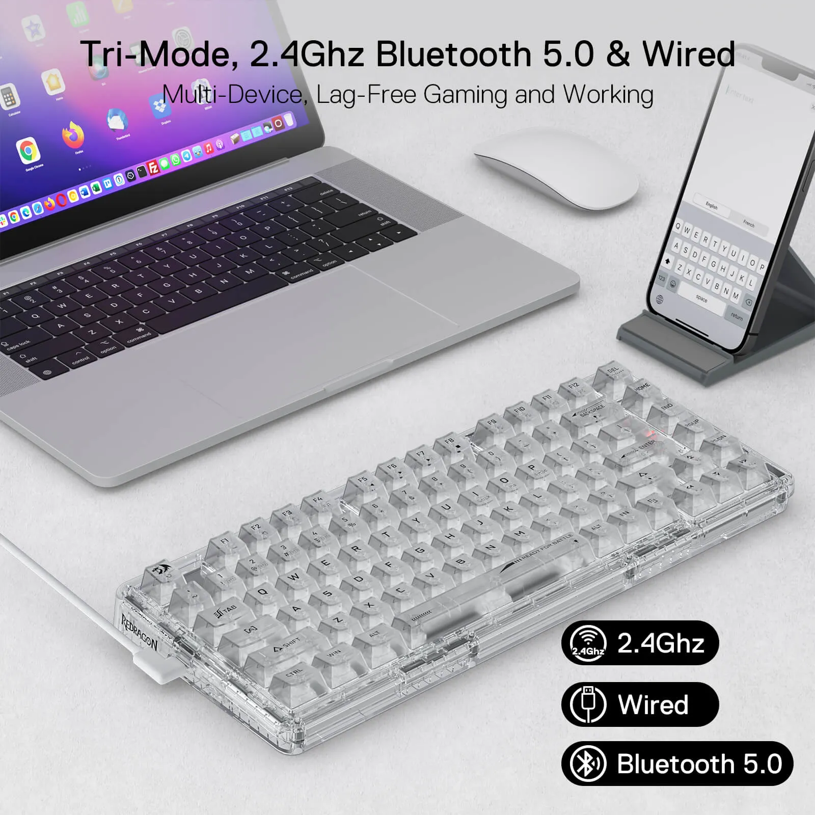 ELF PRO K649 Wireless Transparent Keyboard