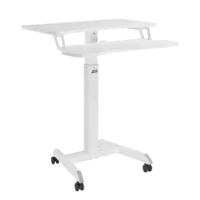 Ergo Office ER-444 W Height Adjustable Sit-Stand Desk With Castors Workstation With Double Platform Loadable Up To 8kg White