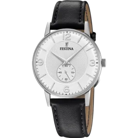 Festina Retro Leather Analog Mens Watch I Model F20566/2 Quartz Movement