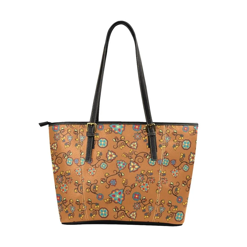 Fire Bloom Light Leather Tote Bag/Large