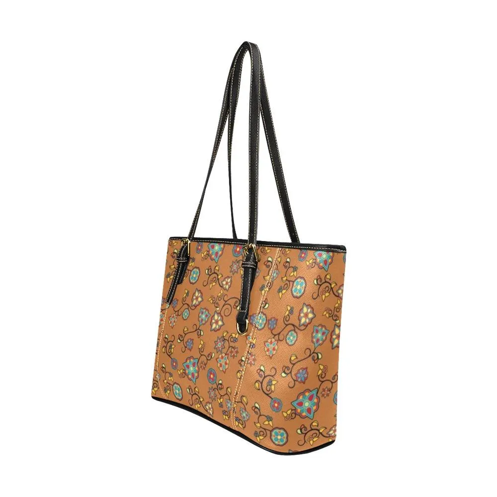 Fire Bloom Light Leather Tote Bag/Large