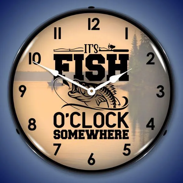 Fishing Time Backlit LED Clock