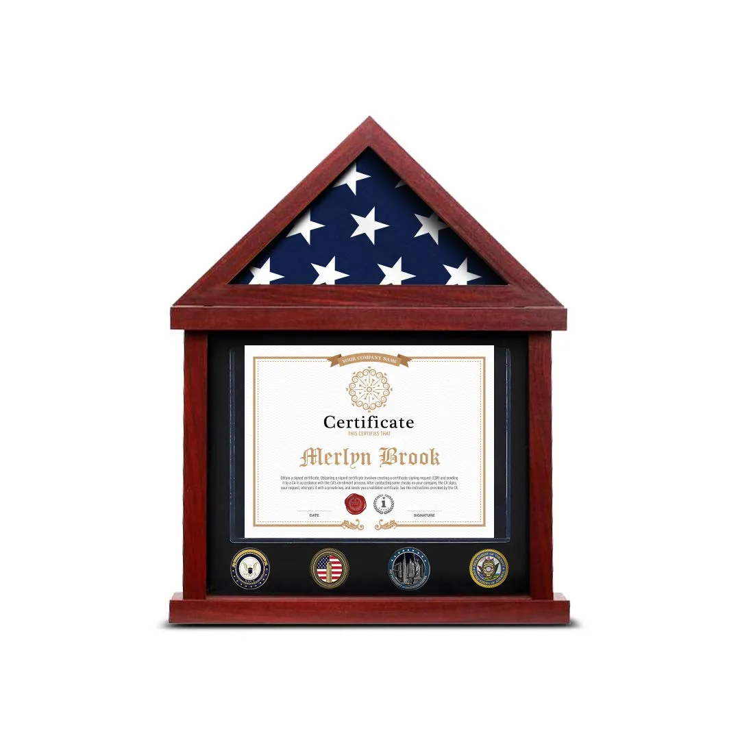 Flag Case Flag Display Case Military Shadow Box Flag And Certificate Display Case 95%