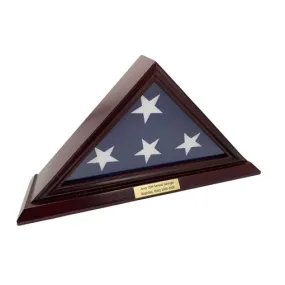 Flags Connections - 3'x5' Flag Display Case, Cherry Finish Shadow Box (Not for Burial Funeral Flag) with A Customized Name Plate.