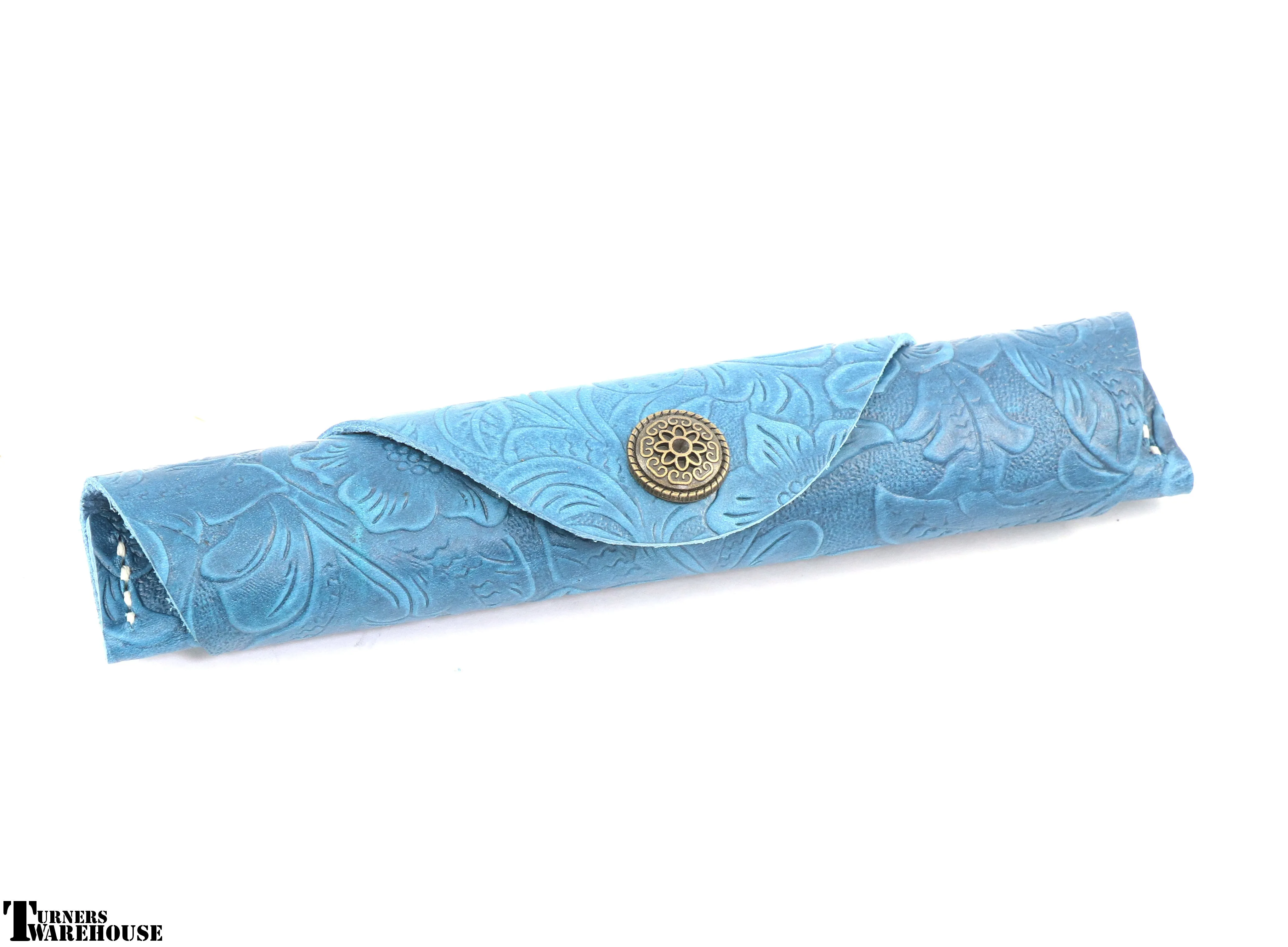 Floral Pen Case -  Leather