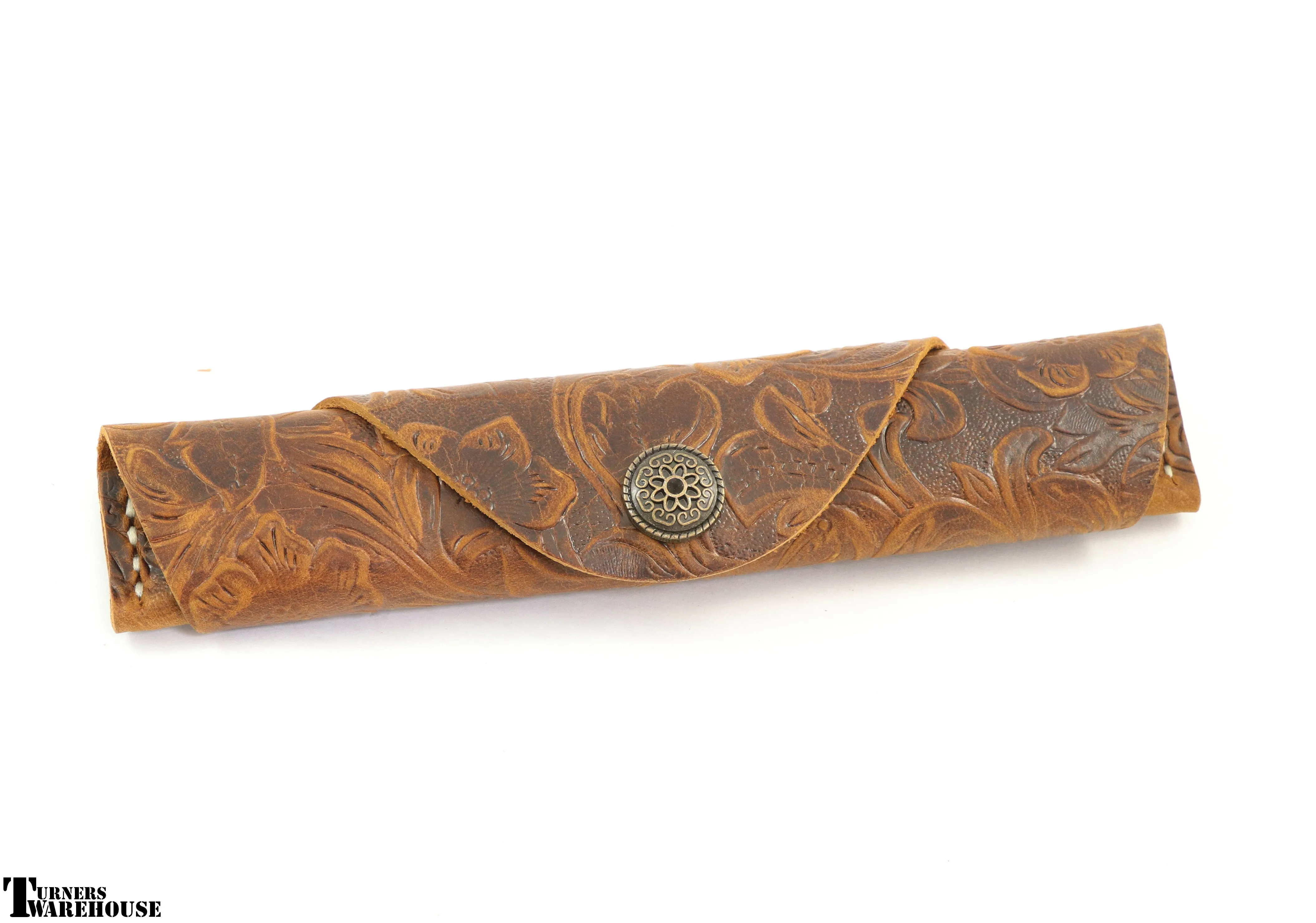 Floral Pen Case -  Leather