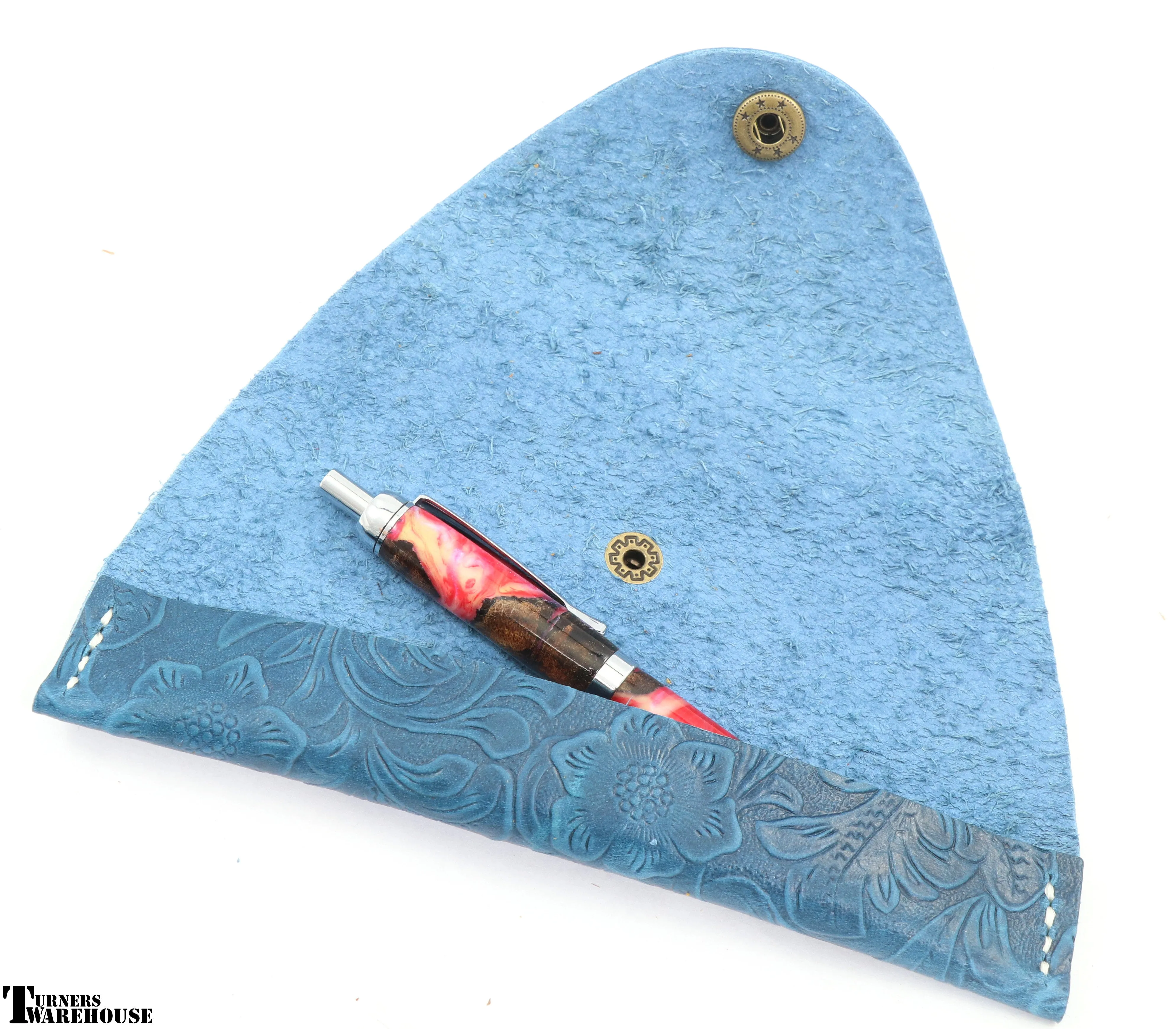 Floral Pen Case -  Leather