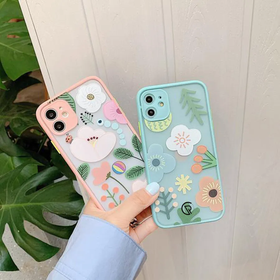 Floral Print Hybrid Matte Anti-shock Case