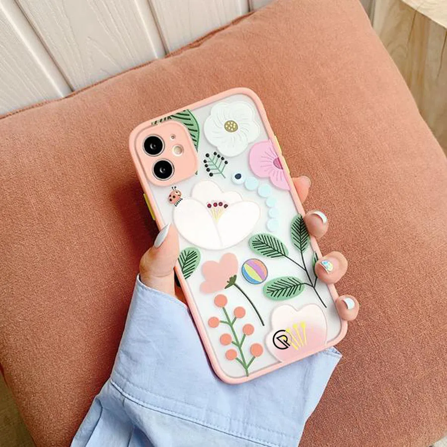 Floral Print Hybrid Matte Anti-shock Case