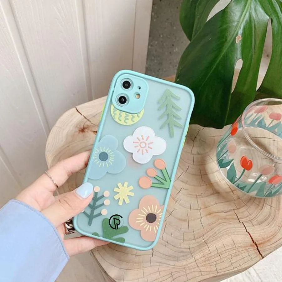 Floral Print Hybrid Matte Anti-shock Case