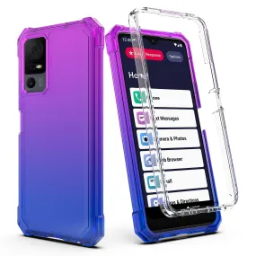 For Alcatel Jitterbug Smart 4 (2023) Case with Temper Glass Screen Protector Full-Body Rugged Protection - Purple/Blue